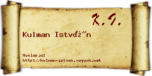 Kulman István névjegykártya